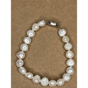 Khai Baroque Pearl Bracelet Philippines Real Fresh Water Silver Tone Clasp ~ 7"